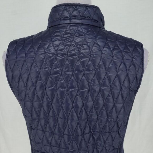 Talbots Puffer Vest Petites MP PM Navy Blue Quilted Full Zip Snaps Pockets - Picture 11 of 16